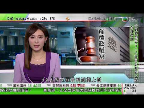 TVB午間新聞|35+顛覆政權案|12人上訴全數被駁回 劉偉聰維持無罪裁決|特朗普把全球進口關稅稅率調高至一成半|美國有持槍男子圖闖海湖莊園被擊斃|墨西哥大毒梟軍方拘捕中傷重身亡|TVB News