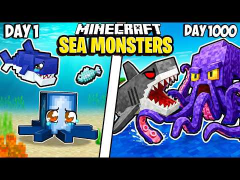 I Survived 1000 Days as a SEA MONSTER in Minecraft