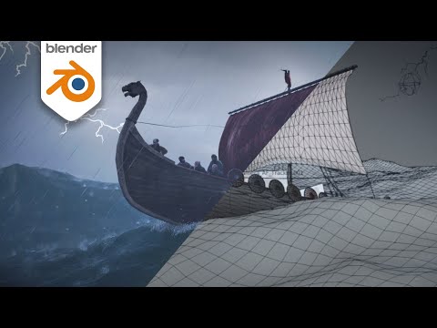 Vikings in a Stormy Ocean - Blender Timelapse Tutorial