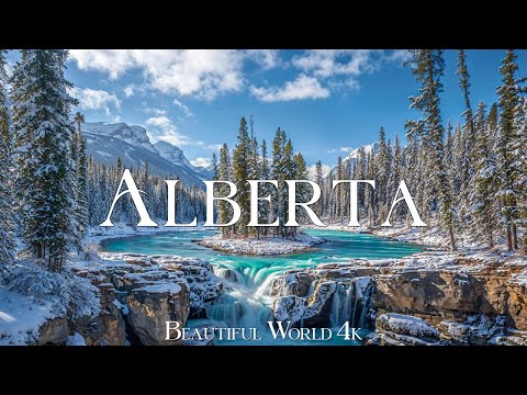 Alberta 4K | Snowy Majesty of Frozen Lakes, Pine Forests & Northern Lights