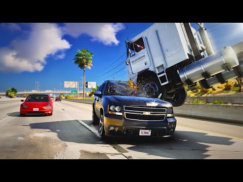 BeamNG Drive - Realistic Freeway Crashes #13