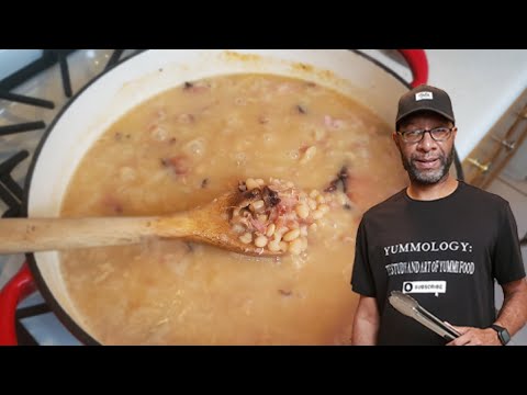 Use that leftover Thanksgiving smoked ham bone and make Navy Bean and Smoked Ham Soup