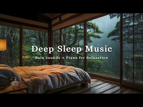 Warm Bedroom with Soothing Piano Music & Rain Sounds for Deep Sleep, Stress Relief and Anxiety