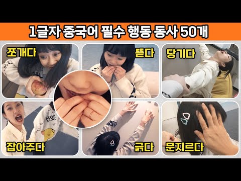 초등 5학년 수준. 1글자 중국어 행동 동사 50개