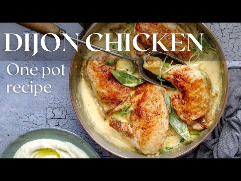 Deliciously Simple One Pot Braised Chicken in Mustard Sauce with white Wine