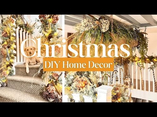 Christmas STAIRCASE Decorating Ideas ~ Thrifted & Natural Decor