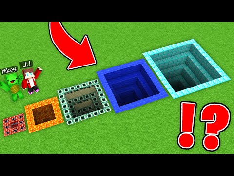 JJ and Mikey Found The NEW DEEPEST PITS of ALL SIZES in Minecraft Maizen!