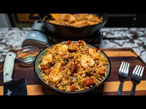 One Skillet Cajun Dirty Rice with Shrimp & Sausage