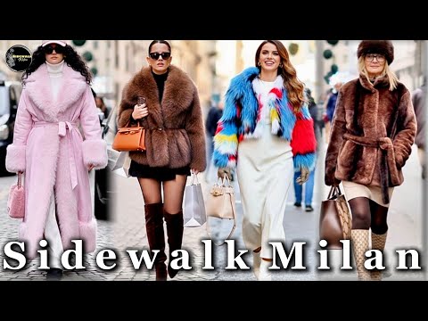 Milan Winter Colorful FUR Coat | Milan Duomo Christmas Tree Lighting 2025 | Street Style Fashion