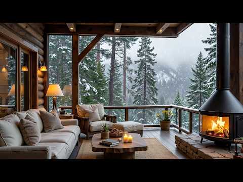 Snowy Landscapes with Cabin Porch Piano Music ❄️ Perfect for Study and Relaxation