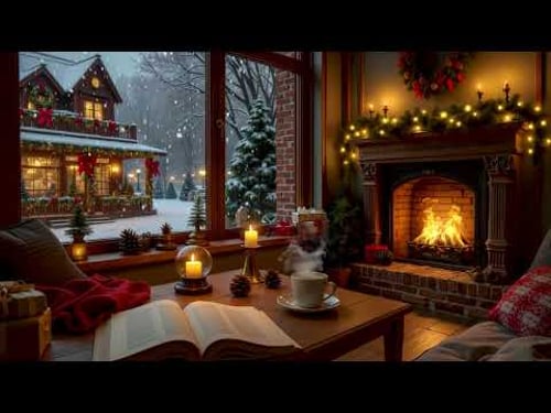 Christmas Jazz Background Music & Winter Snowfall 🎄 Cozy Jazz Music with Fireplace Ambience