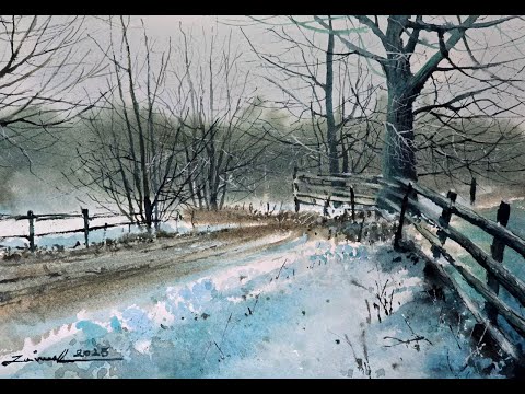 Watercolour Painting Tutorial : Snowy Trees