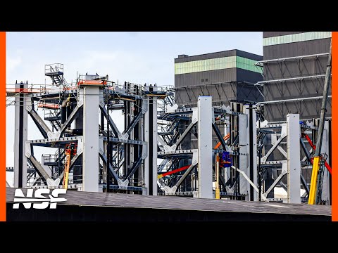 Starship Launch Tower Sections Outfitted for Installation