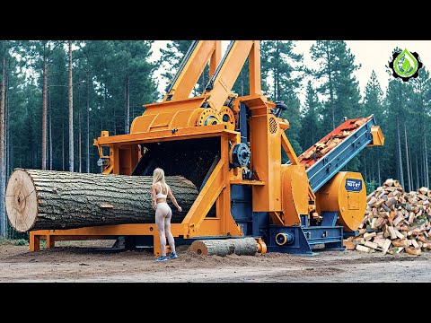 Fastest Biggest Firewood Processing Machine | Dangerous Big Chainsaw Cutting Tree machines #35