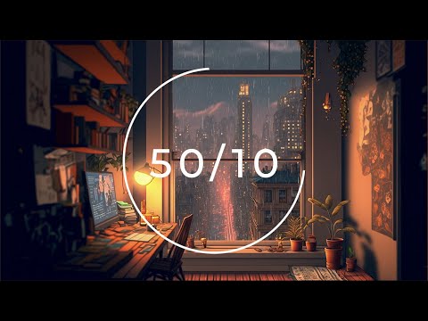 50/10 Pomodoro Timer ★︎ Piano music helps to focus on studying, Work ★︎ Rain Sounds, 3 x 50 min