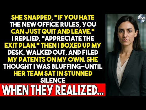 She told me to quit—so I packed my desk, walked out, and filed my patents alone
