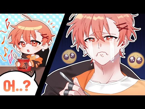 뽀글이 먹다 서럽게 울다