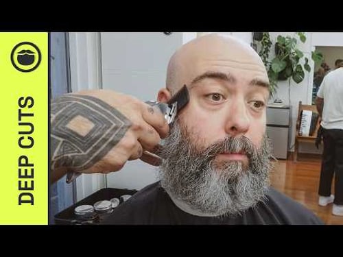Silver Beard Trimmed Perfectly for Bald Head Style