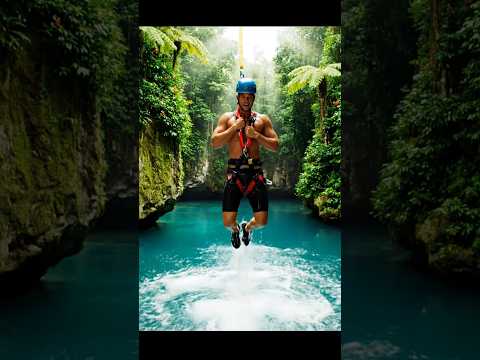 Bungee Jump Into Hidden Lagoon 🌊 | Extreme Adventure POV 😱 #Shorts