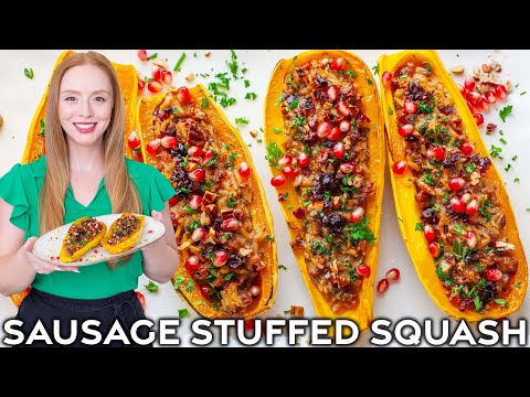 Easy, Cheesy Sausage Stuffed Delicata Squash!!