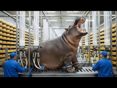 Inside the Hippo Cheese Factory: From Rare Hippo Milk to Ultra-Premium Dairy Products (Full Process)