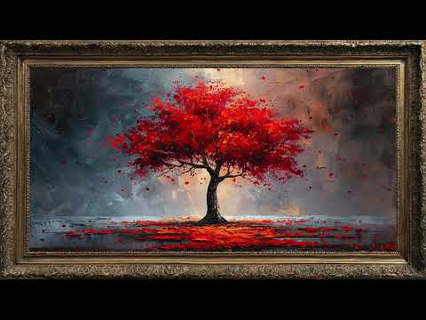 Red Tree in Golden Frame | Frame TV Art Screen Saver | Frame Studio 4K