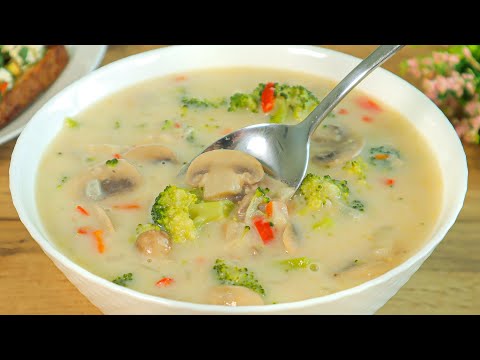 You will eat this mushroom soup with broccoli day and night! Vegetable soup in 30 minutes.