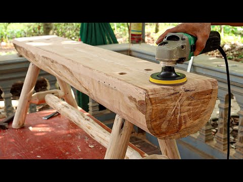 Woodworking Ideas Great And Easily From Dry Tree Stump // Build Long Bench From Monolithic Wood
