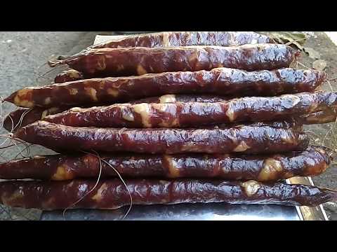 Домашняя сырокопченая колбаса, старинный рецепт.