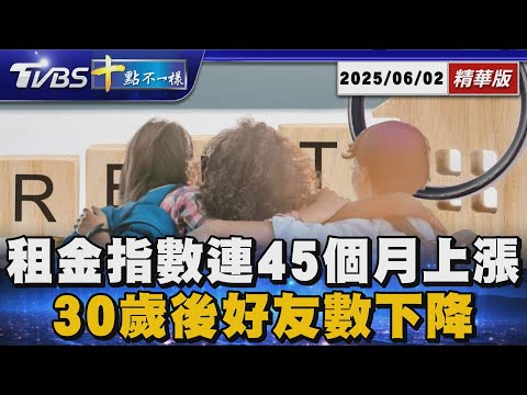租金指數連45個月上漲 30歲後好友數下降 | 十點不一樣 20250602 @TVBSNEWS01