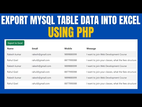 PHP Excel Export | Export Data to Excel in PHP | Export MySQL table Data into Excel in PHP