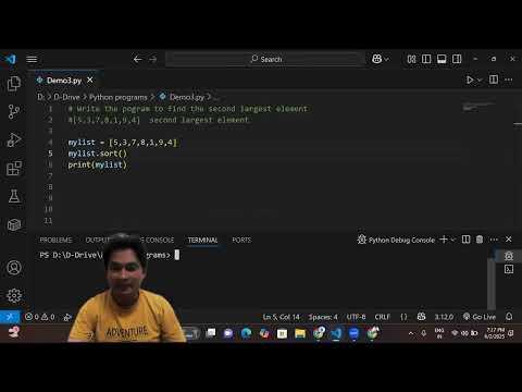 WAP to find the second largest element from list #python #pythonprogramming #interview