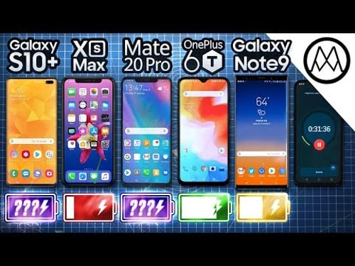 Samsung S10+ vs iPhone XS Max / Mate 20 Pro / OnePlus 6T / Galaxy Note 9 Battery Life DRAIN TEST