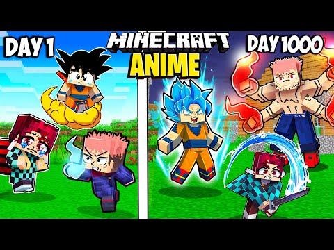 I Survived 1000 Days as ANIME in Minecraft