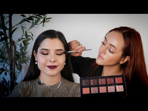 ASMR Winter Holiday Bold Makeup | Face Prep, Contouring, Sparkle Glam | Unintentional Triggers