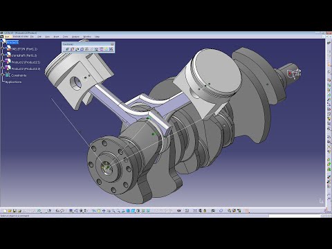 CATIA V5 - ASSEMBLY DESIGN ADVANCED - SKELETON DESIGN BOTTOM UP APPROACH - CRANK PISTON EXAMPLE