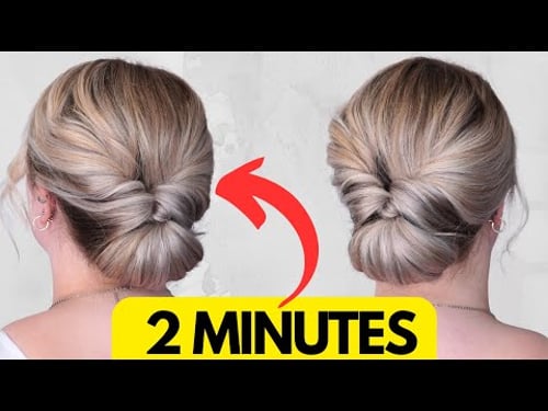 EASY 2 Minute rolled chignon bun hair tutorial