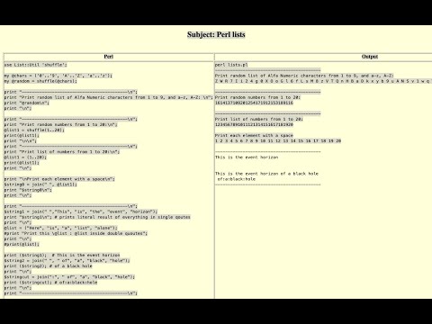 Using lists in Perl to control random data output.