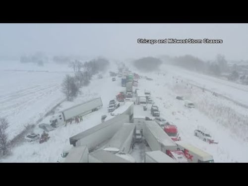 100-car pileup in Michigan traps drivers in whiteout conditions: See drone video