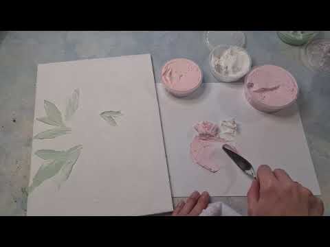 Скульптурная живопись.Розовый пион из декоративной штукатурки