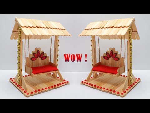 Cara mudah membuat AYUNAN dari STIK ES KRIM | Ide Kreatif Stik Es Krim | ice cream stick crafts