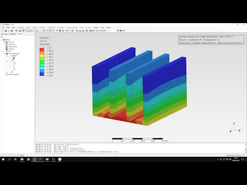 PrePoMax (CalculiX FEA) - Tutorial 21 - Steady-state thermal analysis of a heat sink