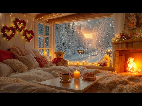 Peaceful Fireplace & Soft Piano Music 🎵 Cozy Winter Night Ambience for Sleep and Relaxation