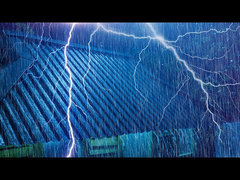 Rain on a Tin Roof for Sleeping 24/7, Deep Sleep with Heavy Rain & Thunder on Metal Roof at Night