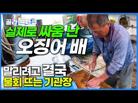 살벌한 갑판 위.. 진짜 싸우는 선원들 보자마자 회 썰러 일어난 경력 40년 기관장│2박 3일 극한 오징어잡이│선상 먹방│극한직업│#골라듄다큐