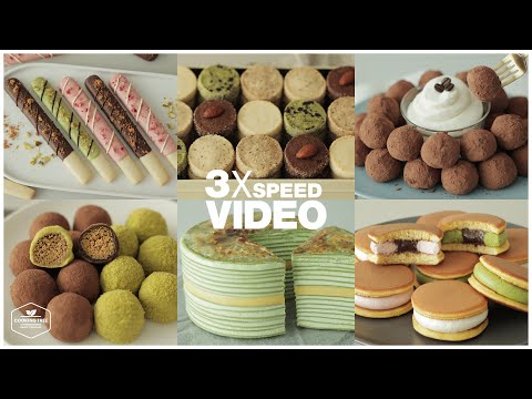 (141) 3x Speed Cake Dessert Baking Video | Dubai Chewy Cookies, Matcha Crepe,Sable Cookie Box,Pepero