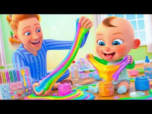 Johny Johny Yes Papa - Learn Colors with Colorful SLIME + Wheels On The Bus - Kids Songs