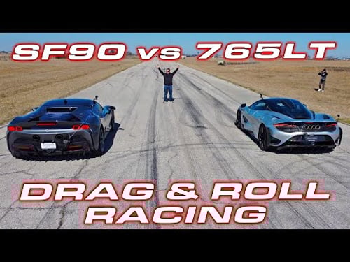 1,000 HP enough? * Ferrari SF90 Stradale vs McLaren 765LT Roll and Drag Racing