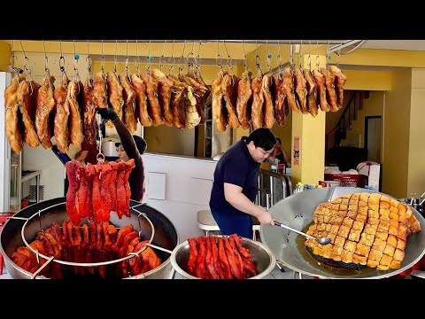 Non Stop Orders! Making 500 Kg of Red Roast Pork & Crispy Pork Belly | Thai Street Food