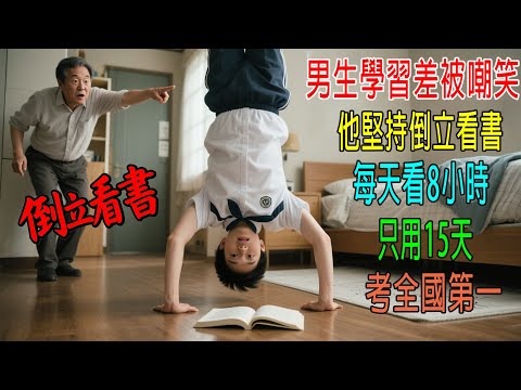 男生學習差被嘲笑,他堅持倒立看書,每天看8小時,只用15天,考全國第一!